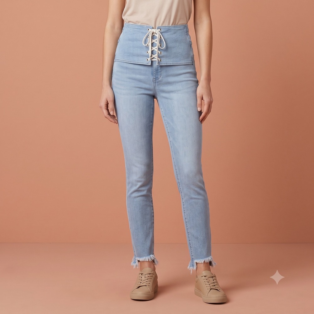 Express Super High Rise Lace Up Corset Ankle Legging Jeans Women's 6L Tall EUC